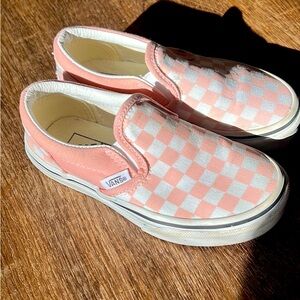 vans kids pink checkered slip on size 10C